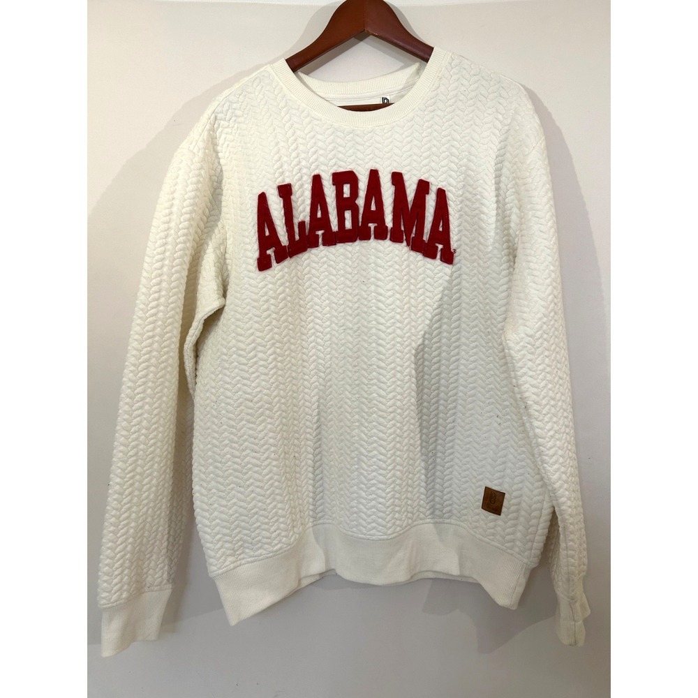 Alabama Crimson Tide Sz XL  Textured Crewneck White Raised Letter  Sweatshirt